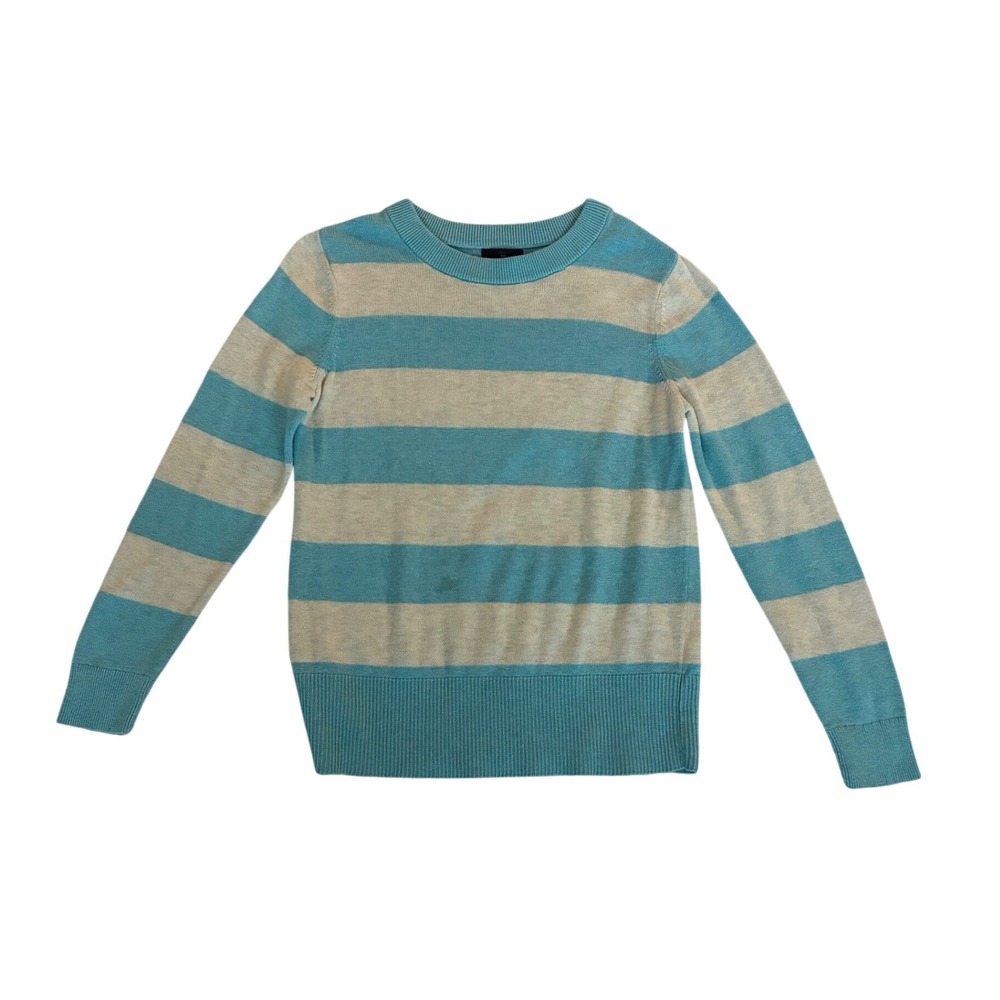 Gap Womens Blue Cream Striped Cotton Blend Crewneck Sweater Large S/361423-00